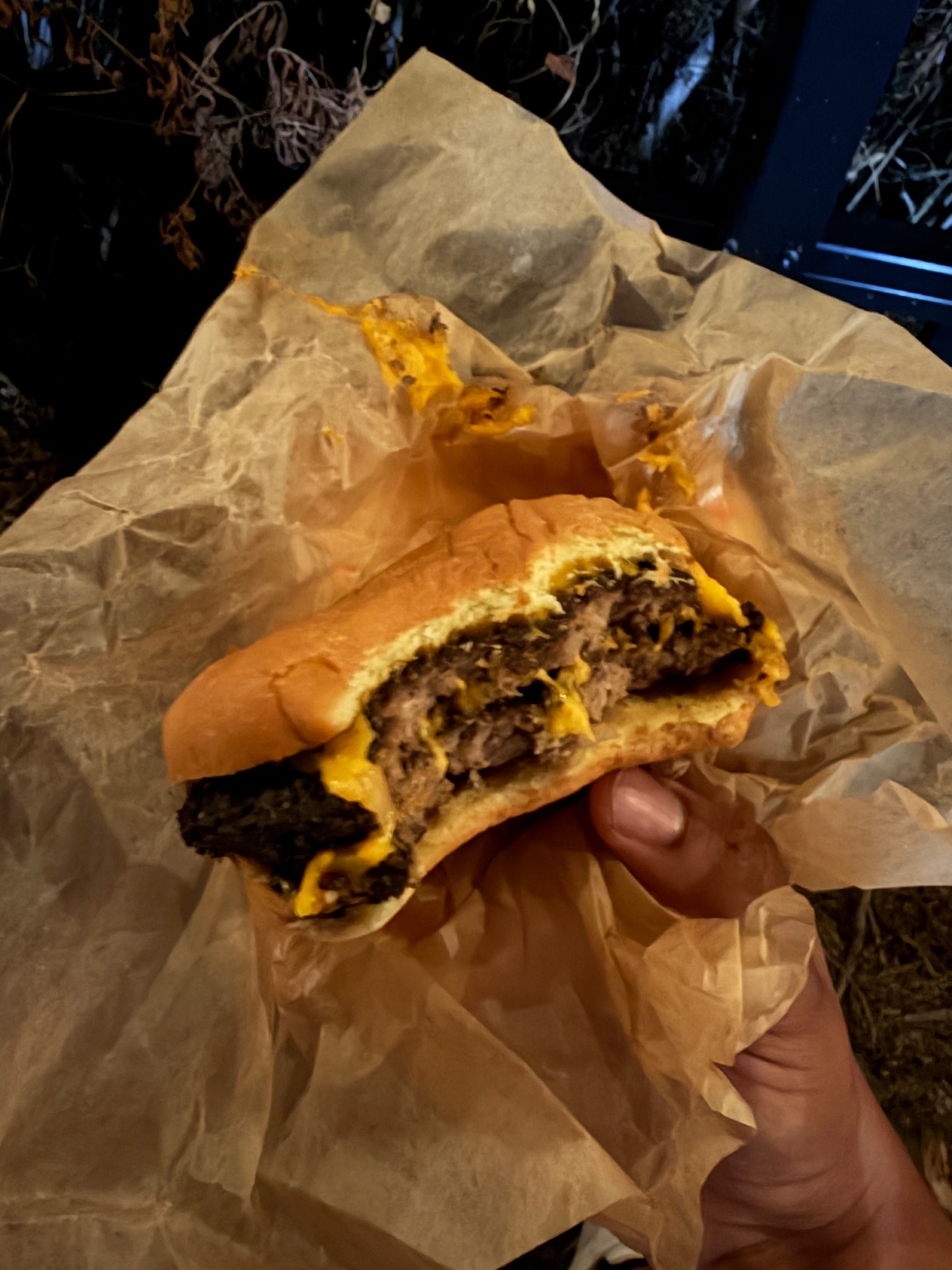 Live Nation Mosh Burger burger, photographed on inspection