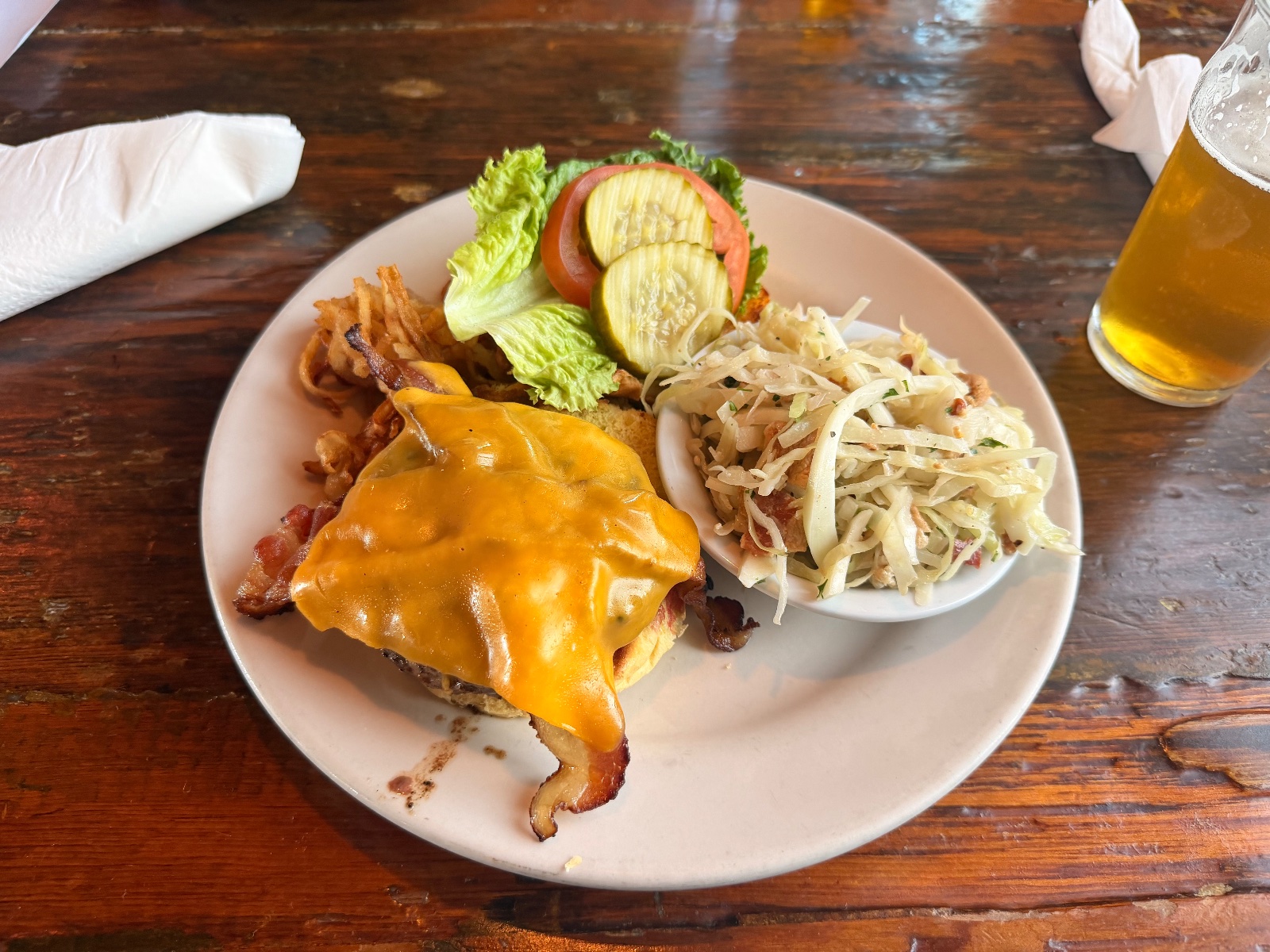 Poe's Tavern burger, photographed on inspection
