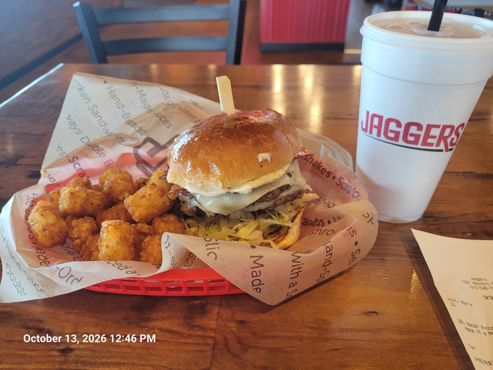 Jaggers burger, photographed on inspection