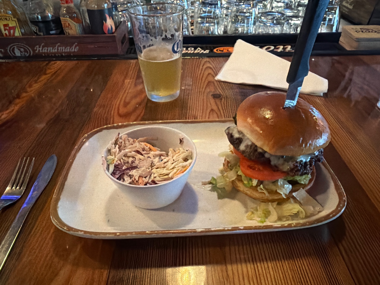 Molly Pitcher's American Grill burger, photographed on inspection