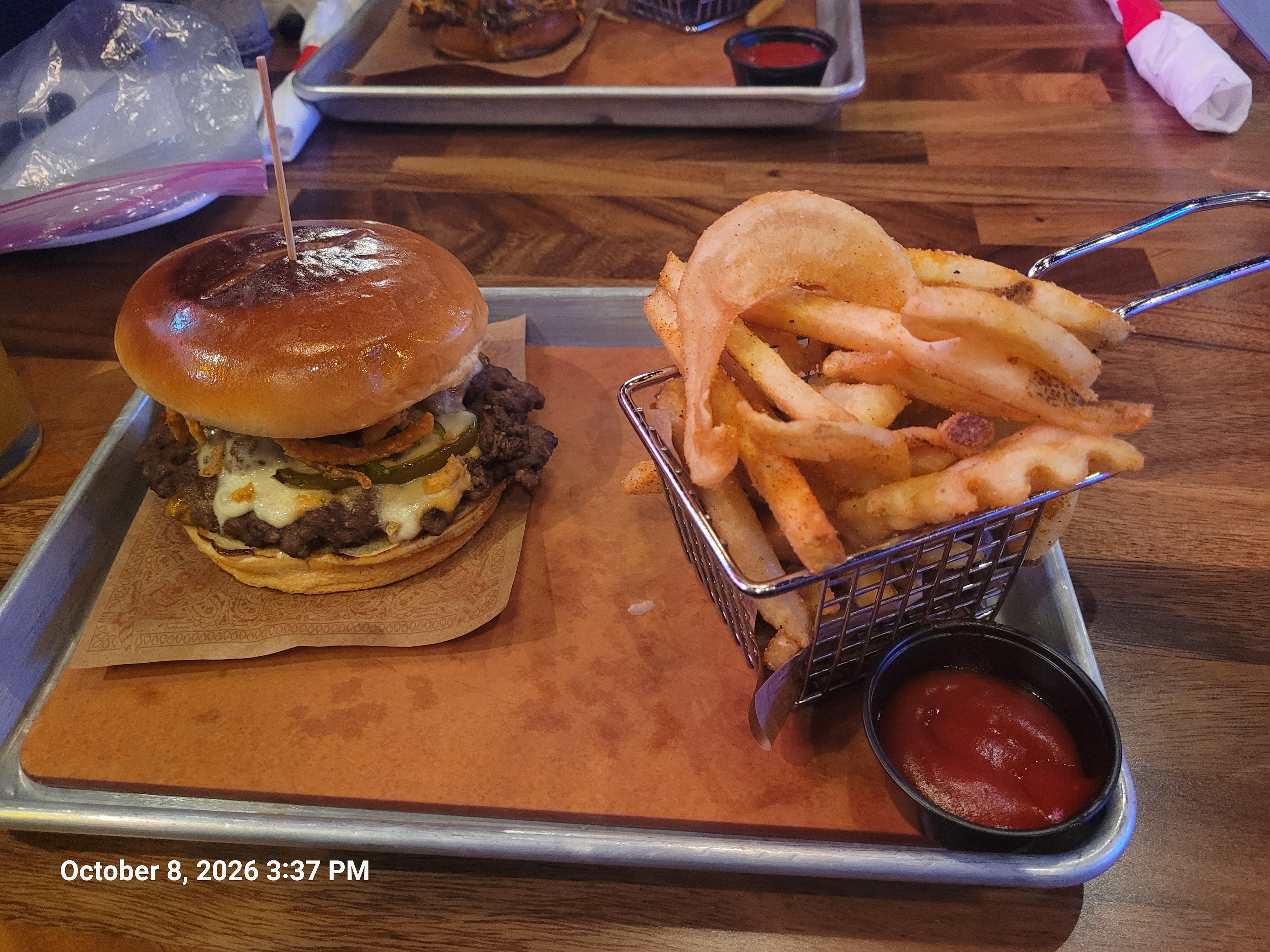 Downtown Flavortown burger, photographed on inspection