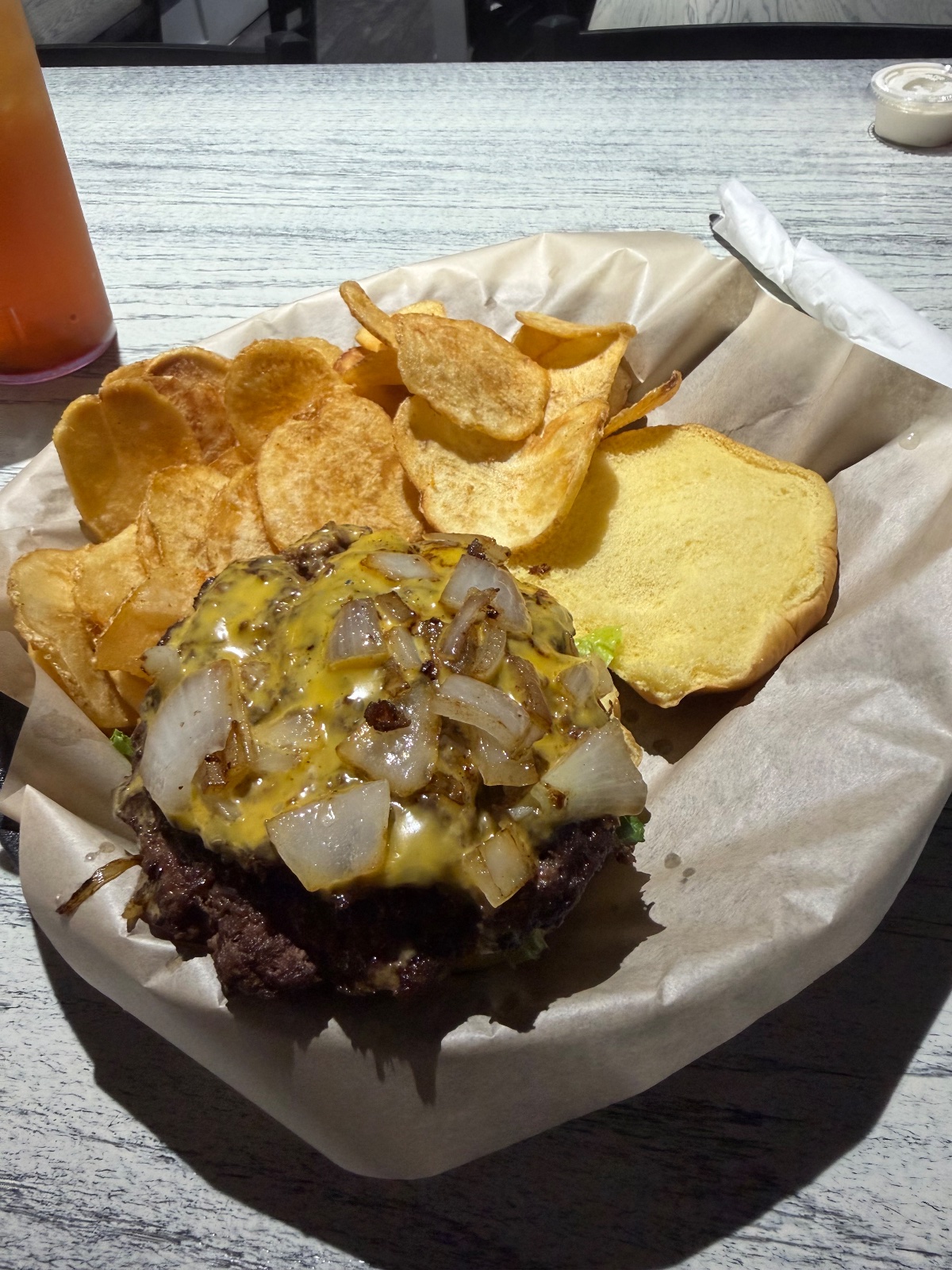 Katy's Grill & Bar burger, photographed on inspection