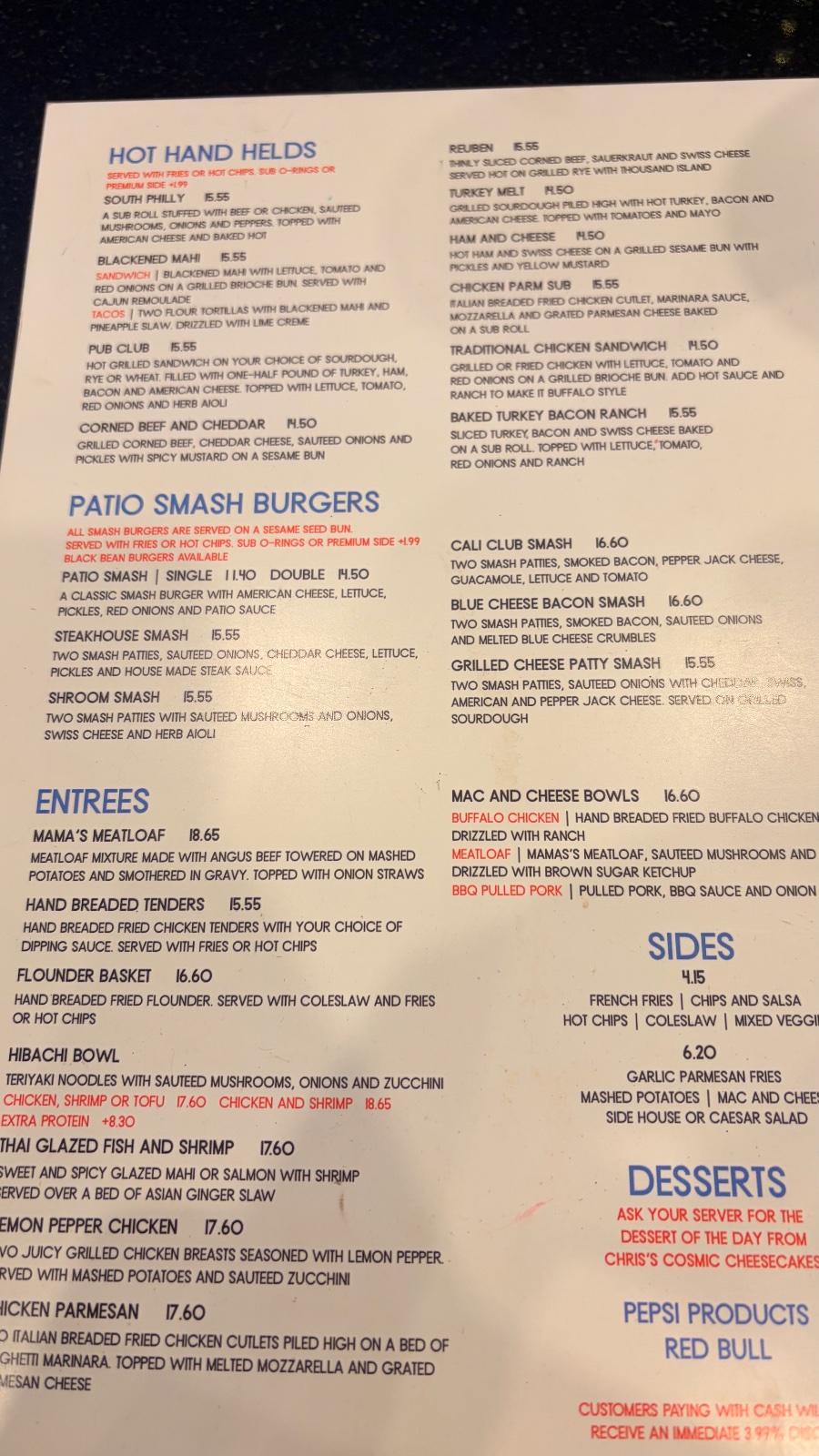 Spindle's at the Pointe menu