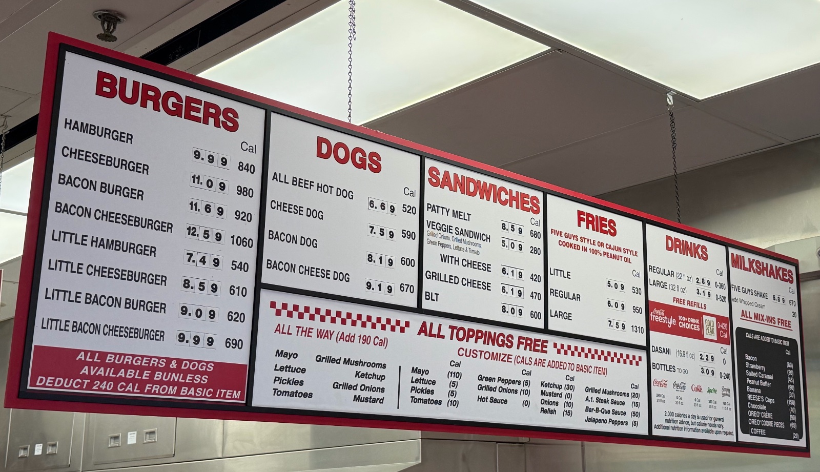 Five Guys menu
